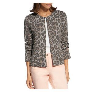 BASLER Womens Gray Animal Print Jacket Size: 20